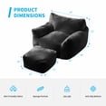 thumbnail image 3 of MUZZ Giant Bean Bag Chair with Footstool, Plush Beanbag Sofa for Adults, Puffy Comfy Lazy Sofa Floor Couch with Armrests for Living Room,Bedroom,Reading Room,Dark Gray, 3 of 9