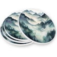 thumbnail image 3 of Coolnut Mountain Landscape Coaster, Drinks Round Absorbent Stone Set with Ceramic Stone and Cork Base, Tabletop Protection Mats and Cups Place for 2PCS Home Decor, 3 of 6