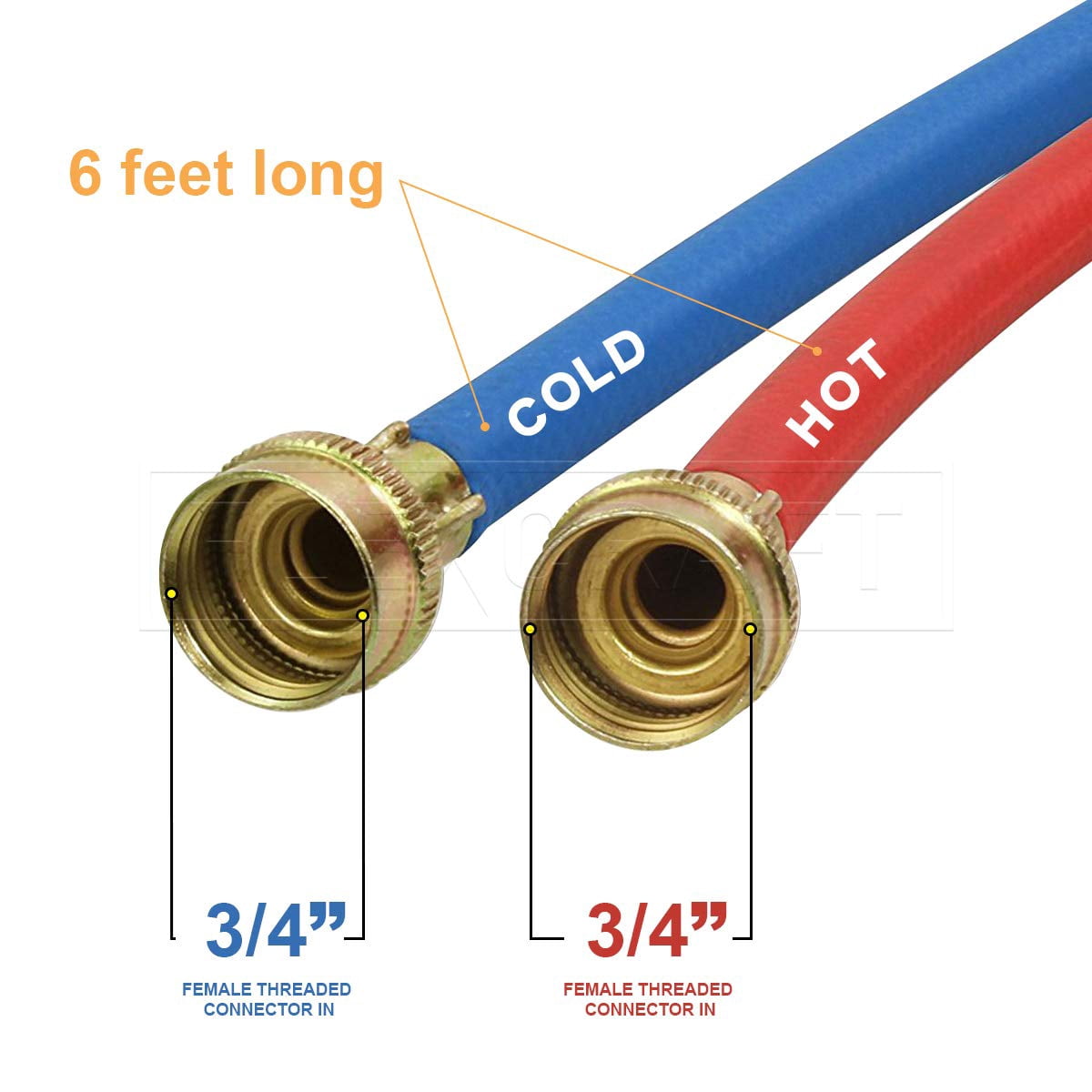 Rubber Washing Machine Hose Connecor, EPDM Rubber Tube Cover, Washing Machine Supply Line, 6 ft (Pack Of 2)