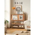 thumbnail image 1 of Librería de ratán de madera maciza, taquilla de vidrio, revistero para apartamentos pequeños, almacenamiento de registros, mueble lateral para TV, 1 of 4