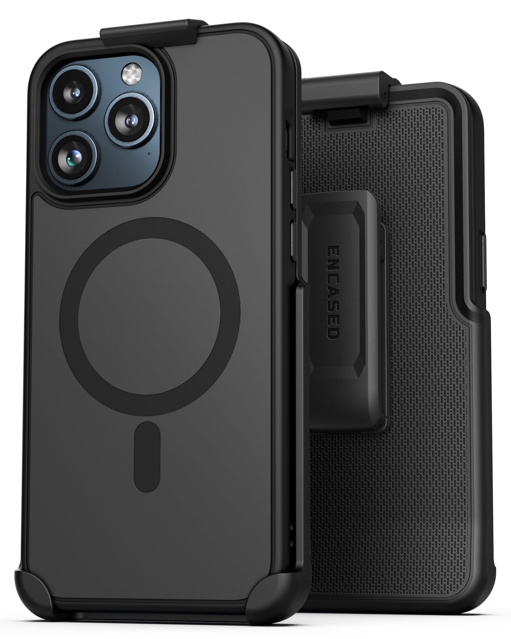 Encased SlimShield Designed for iPhone 15 Pro Belt Clip Case with Holster (Compatible with MagSafe) Black
