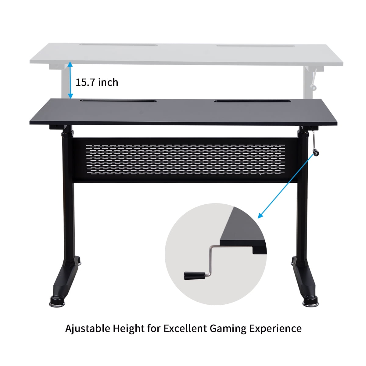 Kepooman Modern Height Adjustable Standing Desk with Crank Handle for Home Office, 47.2"L x 23.6"W x 28.7-44.5"H, Black Kepooman Modern Height Adjustable Standing Desk with Crank Handle for Home Office, 47.2"L x 23.6"W x 28.7-44.5"H, Black