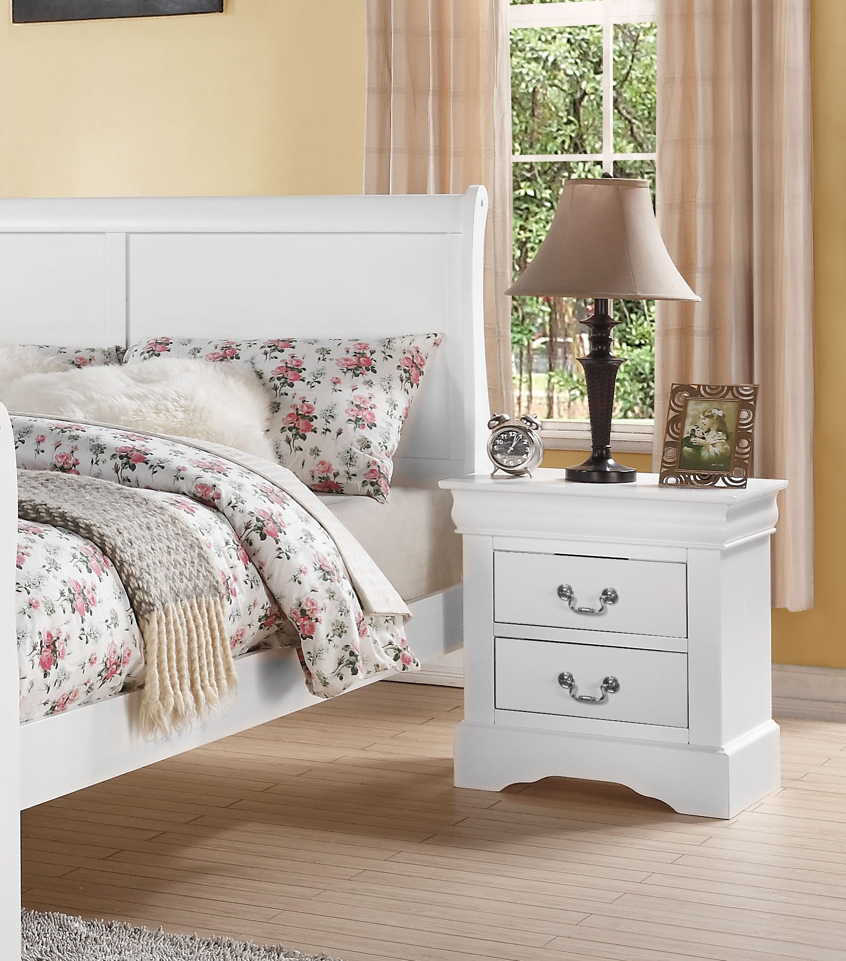 Acme Furniture Louis Philippe III Collection 24510F3SET 3 PC Bedroom Set  with Full Size Bed, Chest and Nightstand in White Finish