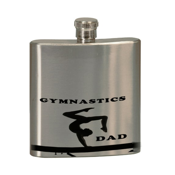 KuzmarK 6 oz. Stainless Steel Flask Set in Rose Wood Presentation Box - Gymnastics Dad_1