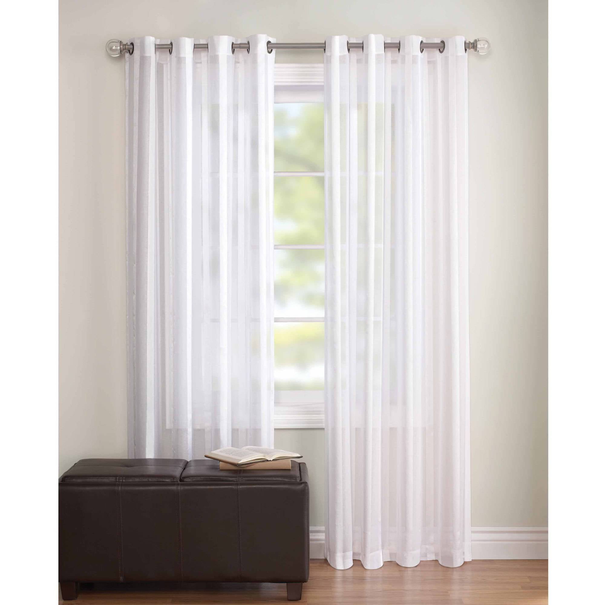 Better Homes And Gardens Toby Textured Stripe Sheer Window Curtain Panel Walmartcom Walmartcom