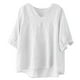 thumbnail image 5 of Camisa vintage de lino bordada para mujer: cuello en V holgado, manga 3/4, mezcla transpirable, jersey informal, blusa para todas las estaciones, 5 of 8