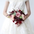 thumbnail image 4 of Burgundy Dusty Pink Rose Bouquet - with Eucalyptus perfect Flowers, 4 of 5