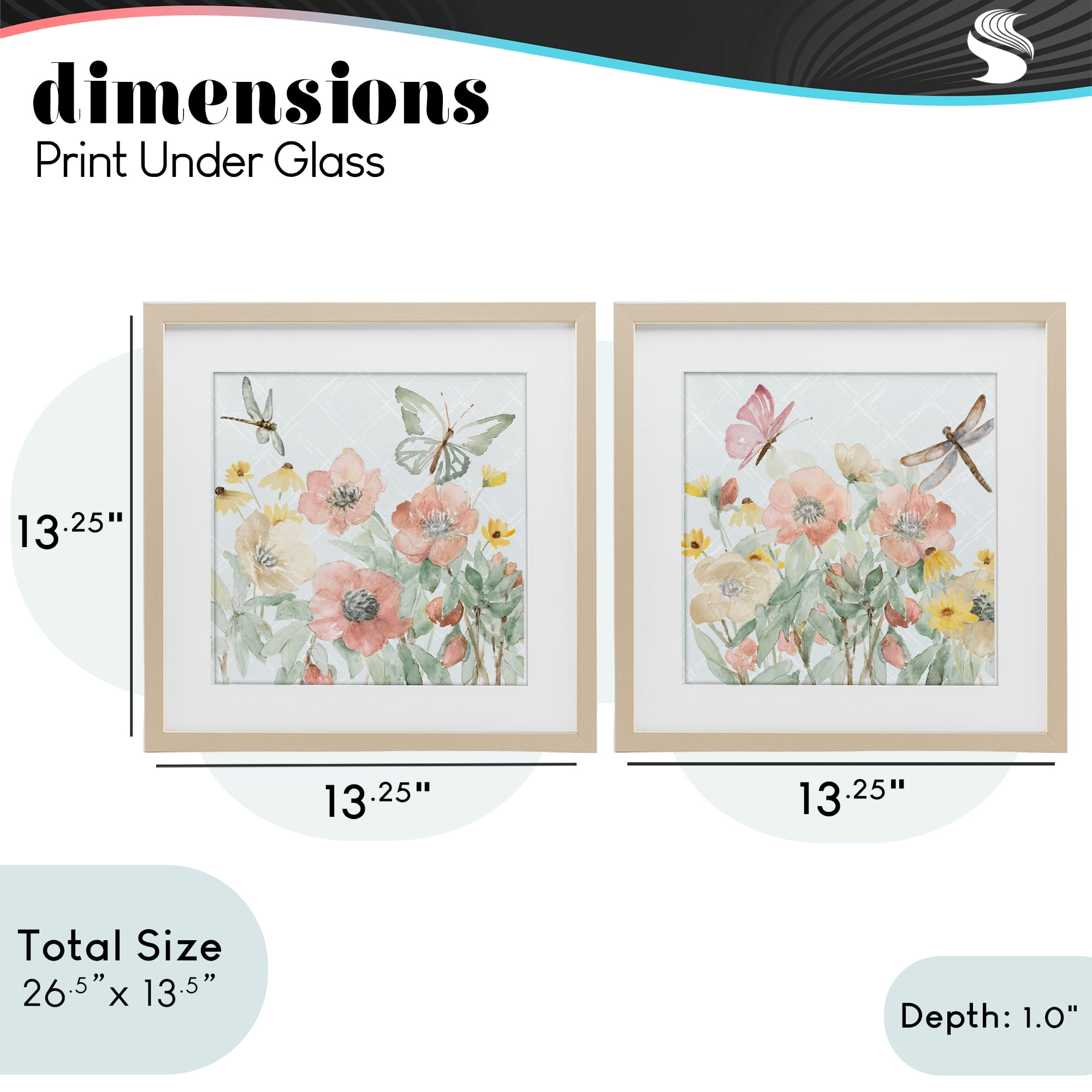 Stupell Industries Delicate Garden Joy 2 Piece Birch Framed Print Under Glass Set, design by Lanie Loreth