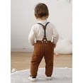 thumbnail image 2 of WESIDOM Toddler Infant Boy Clothes Formal Outfit Bowtie Shirt Suspender Pants Cotton Fabric 0-24M, 2 of 7
