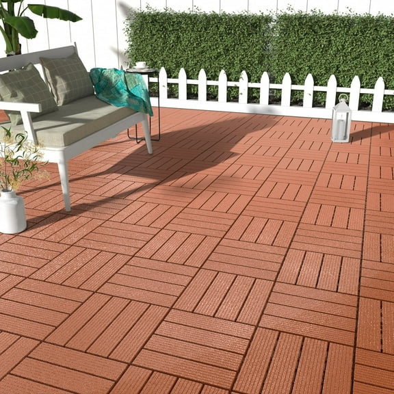 12"x12" Plastic Interlocking Deck Tiles - High Quality All-Weather Patio Tiles For Porch, Poolside, Balcony, Backyard Pathway - Durable PP Material, Easy Installation & Low Maintenance