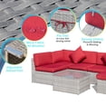 thumbnail image 6 of Eclife 7 Pieces Wicker/Rattan Patio Conversation Set All-Weather Outdoor Sofa 6-Person Sectional Seating Group Metal With Cushions and Coffee Table, 6 of 8