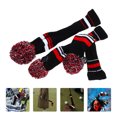 thumbnail image 2 of MasteelfCA 3 Pcs Couvre-Chef Tricoté Club Rayures Rouges et Blanches (Noir et Rouge), 2 of 7
