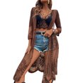 thumbnail image 1 of VISgogo Mujeres Playa Malla Cubrir, Traje de baño Smock Floral Impreso Encaje Abierto Kimono Verano Ropa de Playa VISgogo moda, 1 of 7
