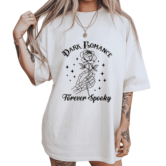 Mystic Starry Skeleton Hand Rose Dark Romance Forever Spooky Print Tshirt White S-5XL Gothic Graphic Tees Shirts Tops