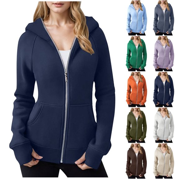 UTSJKR Womens Zip Up Hoodies Fleece Jackets Oversized Sweatshirts Fall Fashion Outfits Sweaters Winter Clothes Purple L