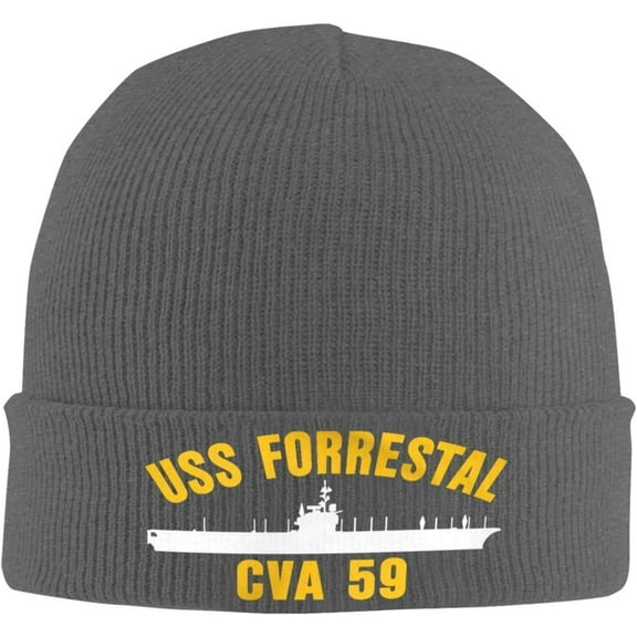 Men's Warm Winter Hats USS Forrestal CVA-59 Acrylic Knit Cuff Beanie Cap