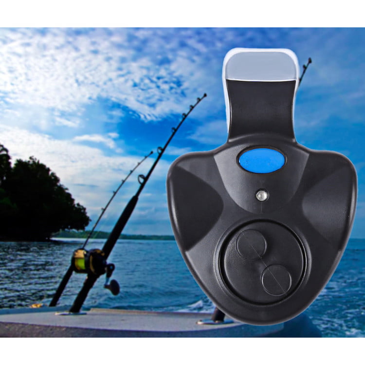 Electronic Fish Bite Finder Alarm LED Light Bell Clip On Fishing Rod Black
