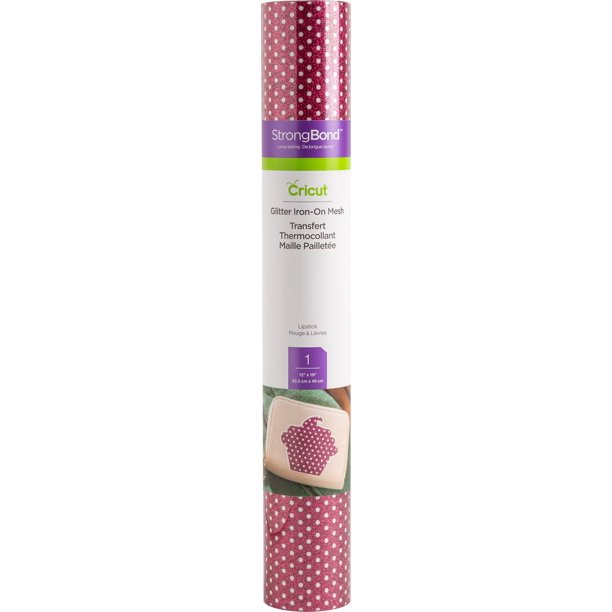 cricut iron on glitter mesh vinyl 12x19 roll lipstick