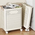 thumbnail image 4 of Laundry Basket with Wheels Large Capacity Handle Design Waterproof Dirty Clothes Hamper Laundry Basket with Breathable Mesh Holes, 4 of 9