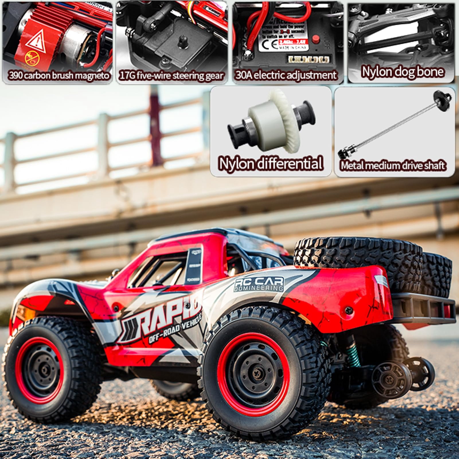 Q130 1:14 RC Truck 30 MPH 4WD All Terrain Trophy Car for Adults Teens, 50 Mins Play Fast Off-Road Buggy with 2 Batteries