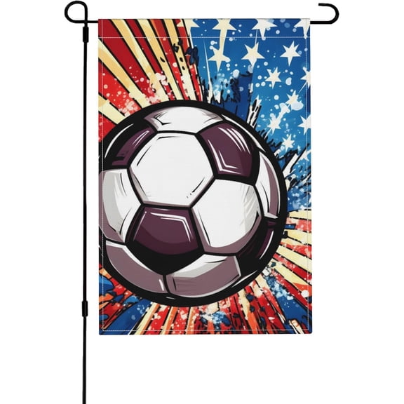 Usa Ball Soccer Welcome Holiday Garden Flag 12 x 18 Inch Double Sided Linen Outdoor Decor