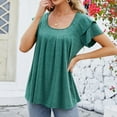 thumbnail image 2 of Plebaso Women's Ruffle Short Sleeve Tunic Tops Pleated Crew Neck Casual Summer Shirts Vacation Beach, 2 of 6