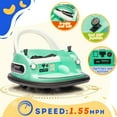 thumbnail image 6 of 12V Electric Ride On Bumper Car for Toddlers, 360 Degree Spin Ride-On Toy with Parent Remote, Dual Joysticks, LED Lights, Music and Safety Belt, Blue-Green, 6 of 8