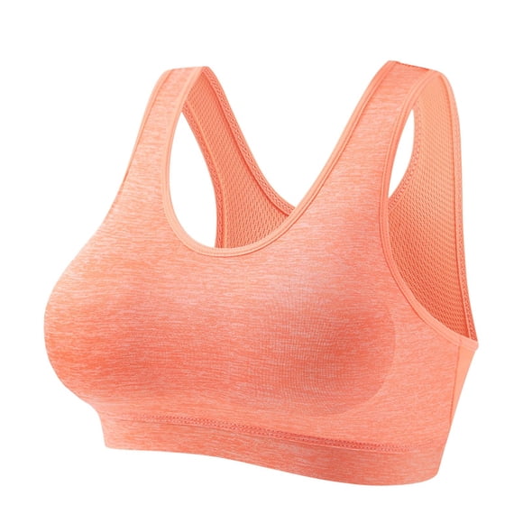 Virmaxy Sports Bras For Women High Support Thin Style Shock-Absorbing Wireless Sports Bra Yoga Running Fitness Shock Absorption Out Beautiful Back Sports Bra Orange M
