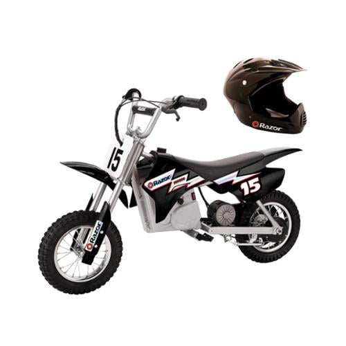 Razor MX400 Dirt Rocket Electric Black Moto Bike with Youth Full Face Helmet