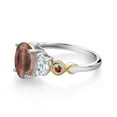 thumbnail image 3 of Gem Stone King 925 Silver and 10K Yellow Gold 3-Stone Ring Oval Red Tiger Eye and Moissanite (2.03 Cttw, Size 7), 3 of 3