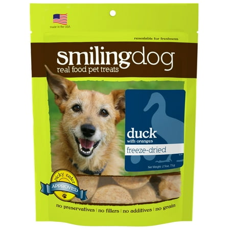 UPC: 0718122539192 | Herbsmith Smiling Dog Treats – Freeze Dried Raw Duck & Oranges – That’s 100% it – Gluten + Grain Free – A – 2.5 Ounce