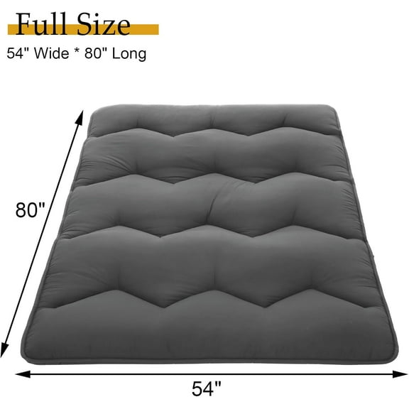 Acekid Japanese Futon Mattress FULL Size Foldable Japanese Style Floor Mattress Roll Up Tatami Mat Camping Mattress Pad Dark Grey
