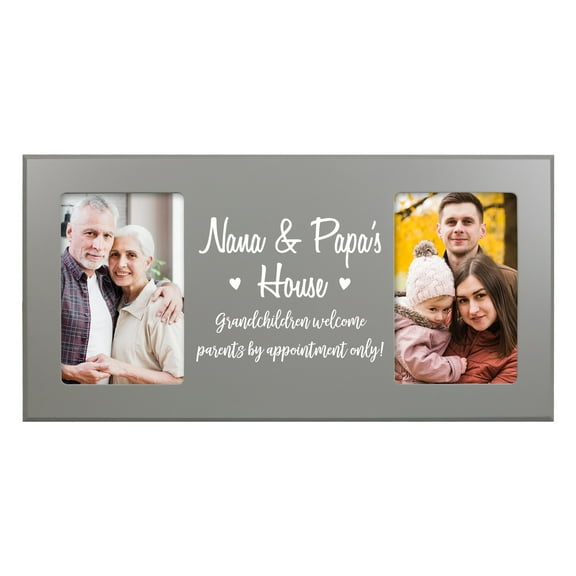 Grandparent Grey Double 4”x6” Photo Frame - Welcome