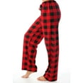 thumbnail image 4 of Women Fuzzy Plush Pajama Pants Buffalo Plaid Drawstring Elastic Waist Wide Leg Pj Bottoms Soft Cozy Lounge Pants with Pockets, 4 of 4