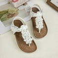thumbnail image 4 of Toddler Girls Casual Open Toe Floral Slip On Cork Lightweight Beach Sandals Flip Flops Clothes Shoes Size 3.5-4T, 4 of 5