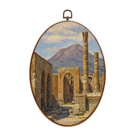 Canvas Wall Art pompeii ruins italy ancient city architecture pictures Oval Framed Canvas Prints Vintage Wall Hanging Decor for Home Bathroom Decorations Gift for Mom Women 8.6"x11.4"