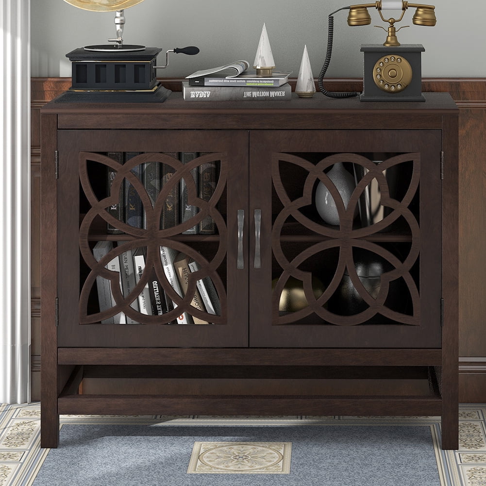 Lowestbest Wood Accent Table, Buffet Sideboard Storage Cabinet with Doors and Adjustable Shelf, Brown Lowestbest Wood Accent Table, Buffet Sideboard Storage Cabinet with Doors and Adjustable Shelf, Brown