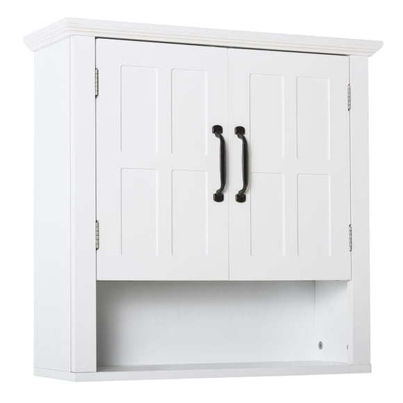 White Wall Mount Bathroom Cabinet with Adjustable Shelf - Kitchen & Entryway Storage Organizer - 23.6" x 7.8" x 22.8" - MDF & Particle Board Construction