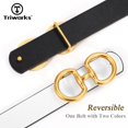 thumbnail image 2 of Women Reversible Leather Belt for Jeans Pants Fashion Ladies Belt with Gold Buckle, 2 of 9