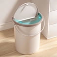 thumbnail image 3 of Trash Can with Handle Wall Mounted Press Design Self-adhesive Wide Open Semi-Circular Waste Bin for Bathroom, 3 of 8
