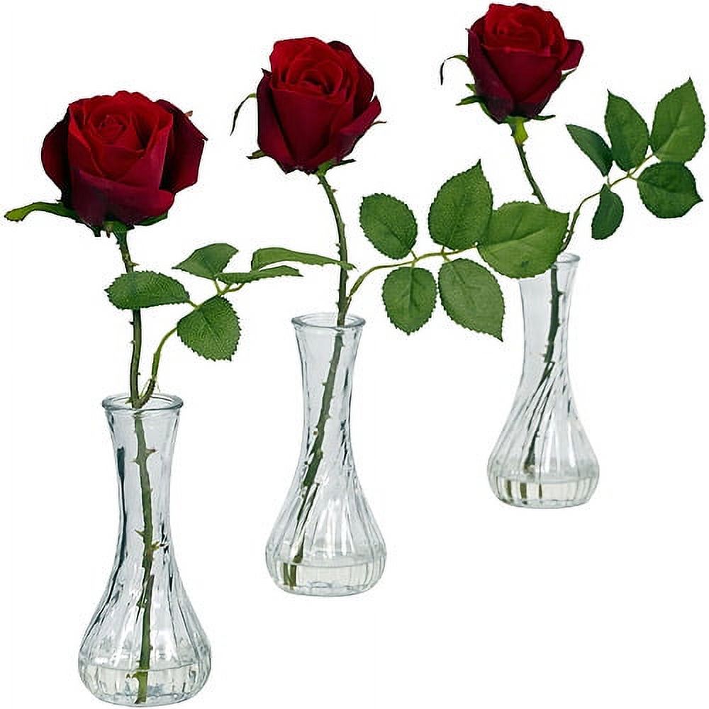 Nearly Natural Rose with Bud Vase, Red, 3pc - image 2 of 3