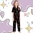 thumbnail image 5 of Girls Pajamas 3 Piece Button Down Pjs Short Sleeve Long Pants with Shorts Cute HeartValentine's Day Pajama Outfit with Pockets Loung Sets Silk Nightwear Lounge Sleepwear for Kids, 5 of 6