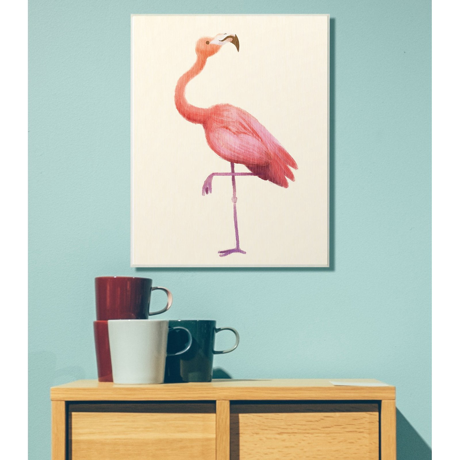 The Kids Room by Stupell Flamingo Pose on Tan Watercolor Oversized Wall Plaque Art, 12.5 x 0.5 x 18.5