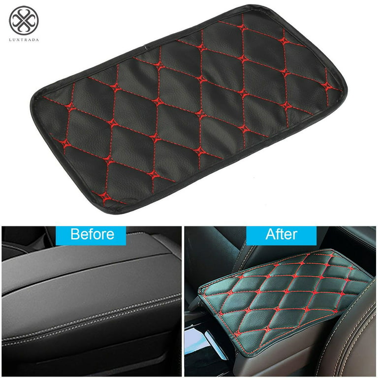 Luxtrada Leather Auto Center Console Cover Pad, Waterproof Car Armrest Cover Auto Center Consoles Protection Pad, Universal Auto Arm Rest Box Mat Pad
