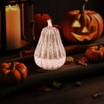 thumbnail image 2 of Starry Night Glass Pumpkins - Illuminated LED Fall Decor with Auto Timer - Sparkling Halloween & Thanksgiving Centerpiece for Bedroom, Mantel, or Entryway, 2 of 5