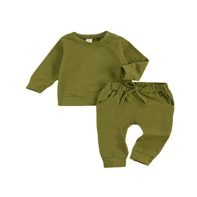 Ensembles Bébé Manches Longues Chandail Poches Latérales Pantalon à Cordon
