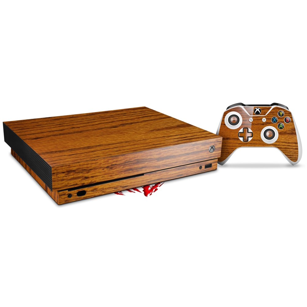 Skin Wrap for XBOX One X Console and Controller Wood Grain Oak 01