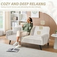 thumbnail image 5 of FFH Modern Corduroy Futon Sofa Bed with Adjustable Backrest,Convertible Loveseat Sleeper,Soft Couch with Drop-Down Table and Cup Holder for Living room,White, 5 of 8
