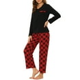thumbnail image 4 of INSPIRE CHIC Women's Plaid Tops and Lounge Pants with Pockets Pajamas Set M Red, 4 of 5