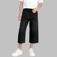 thumbnail image 2 of CHEEREAM Boys Capri Baggy Jeans Teens Straight Wide Leg Denim Pants Kids Elastic Waist Loose Fit Trousers Causal Pockets Bottoms, 2 of 7